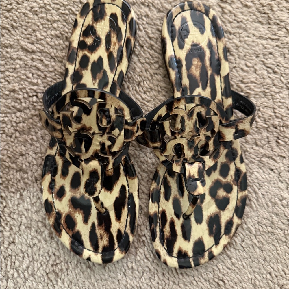 Tory Burch Brown and Black Sandals with Open Back